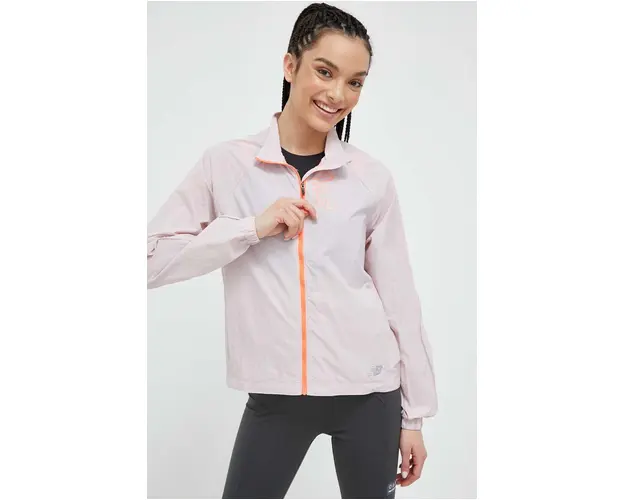 New Balance jacheta de alergare Printed Impact Run Light Pack culoarea roz, de tranzitie, oversize