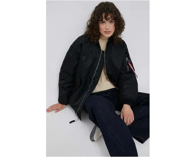 Alpha Industries geaca bomber MA-1 CORE WMN femei, culoarea negru, de iarna, oversize 108010.03-Black