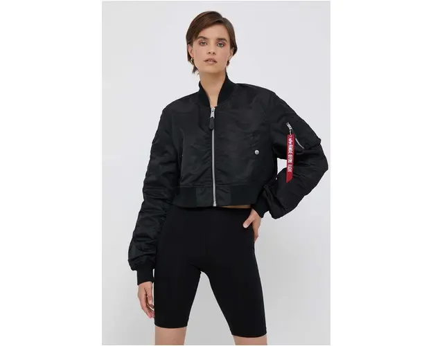 Alpha Industries geaca bomber MA-1 BOXY WMN femei, culoarea negru, de tranzitie