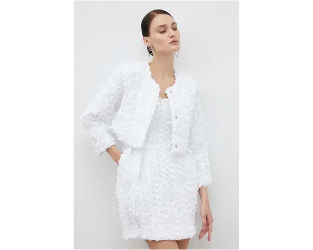 Rotate sacou femei, culoarea alb, un singur rand de nasturi