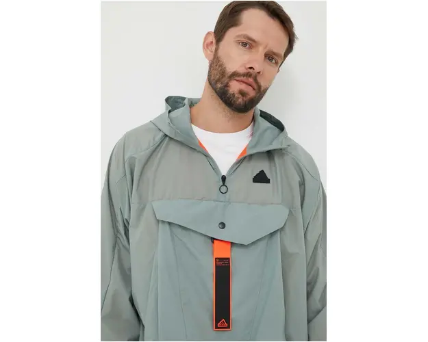 adidas geaca barbati, culoarea verde, de tranzitie, oversize