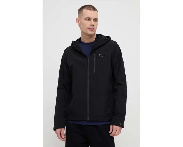 Jack Wolfskin geaca barbati, culoarea negru, de tranzitie