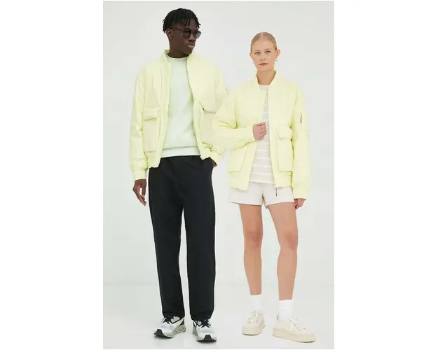 Rains geaca de ploaie 15530 Fuse Bomber Jacket culoarea galben, de tranzitie