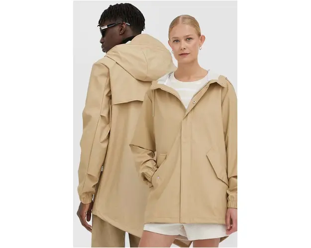 Rains geaca de ploaie 18010 Fishtail Jacket culoarea bej, de tranzitie 18010.24-24Sand
