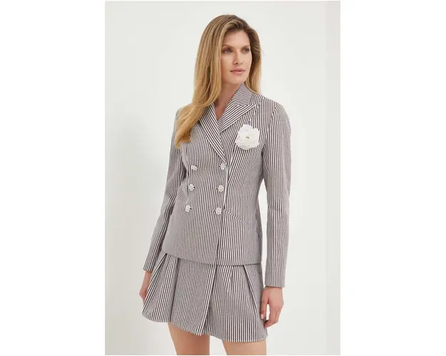 Custommade sacou Finja culoarea maro, cu doua randuri de nasturi, modelator