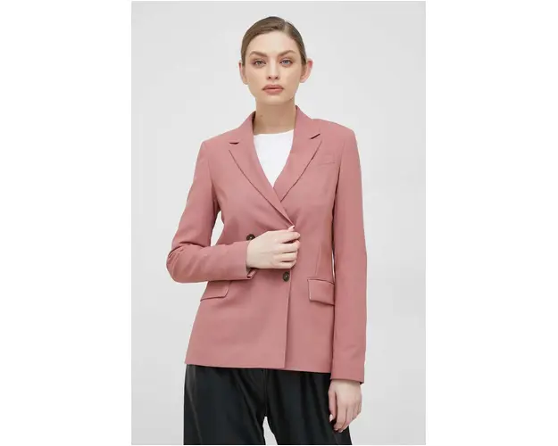 PS Paul Smith geaca de lana culoarea roz, cu doua randuri de nasturi, neted