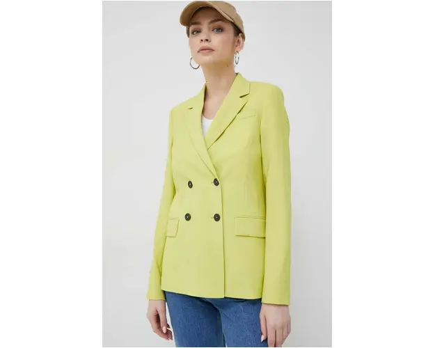 PS Paul Smith geaca de lana culoarea verde, cu doua randuri de nasturi, neted