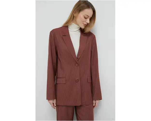 Bardot sacou culoarea maro, oversize, modelator