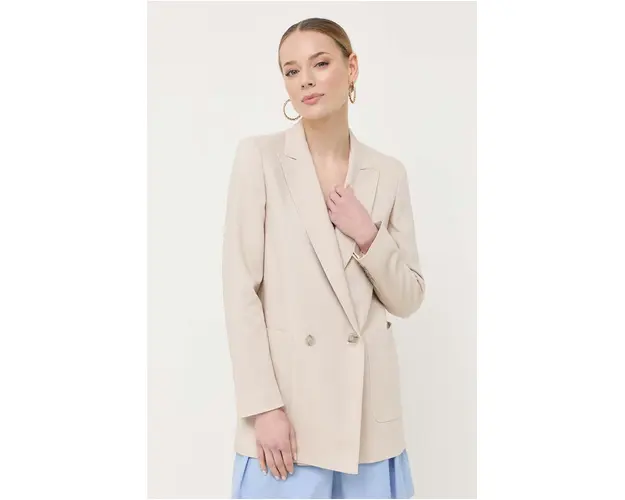 Marella sacou culoarea bej, cu doua randuri de nasturi, neted