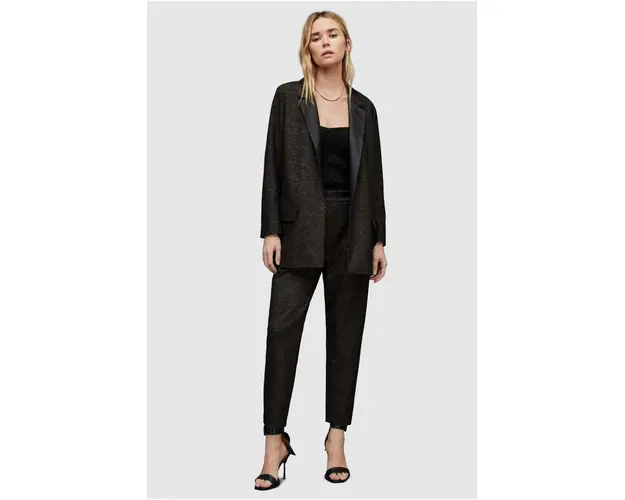 AllSaints sacou culoarea negru, desfacut, melanj