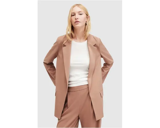 AllSaints sacou culoarea maro, desfacut, neted