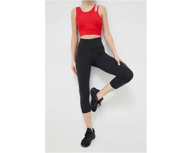 Reebok leggins de antrenament Lux culoarea negru, neted
