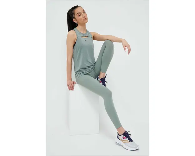 Reebok leggins de antrenament Lux culoarea verde, neted