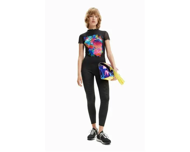 Desigual colanti femei, culoarea negru, neted