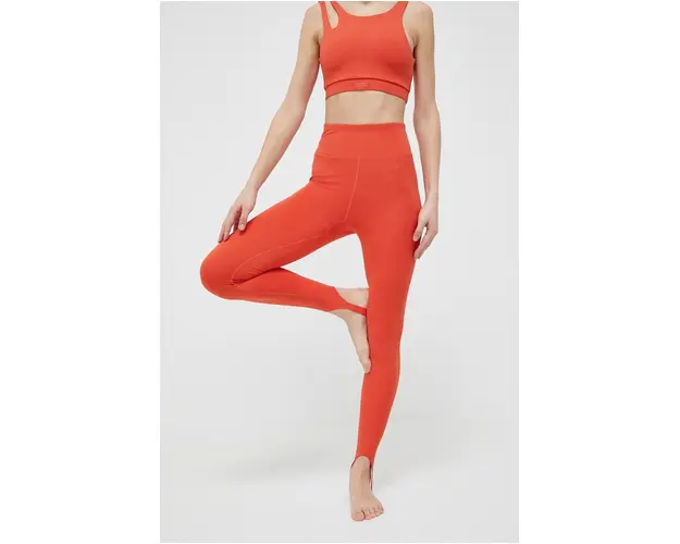 4F jambiere de yoga culoarea portocaliu, neted