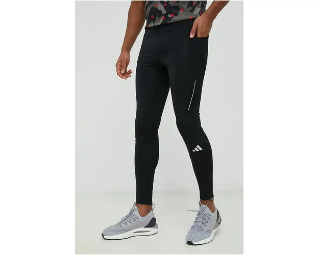 adidas Performance colanti de alergare Own the Run barbati, culoarea negru, uni HM8444