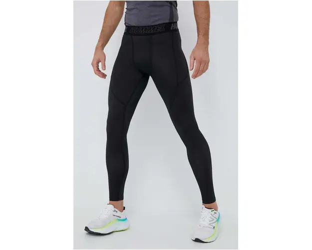 Hummel leggins de antrenament Topaz culoarea negru, cu imprimeu