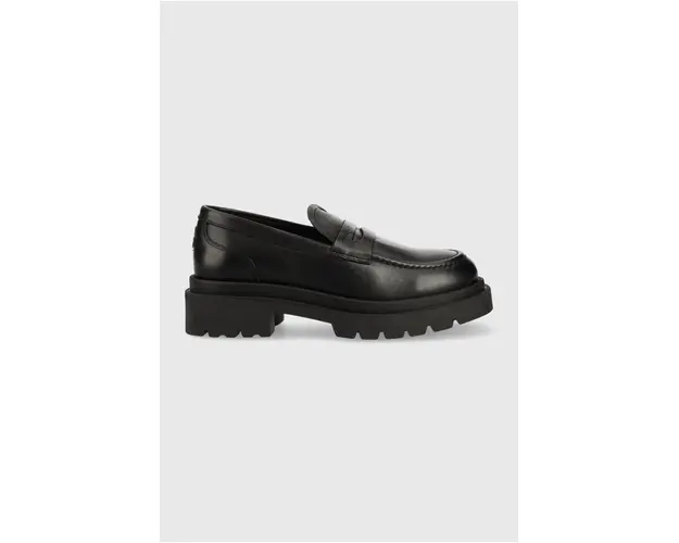 Gant mocasini de piele Folida femei, culoarea negru, cu platforma