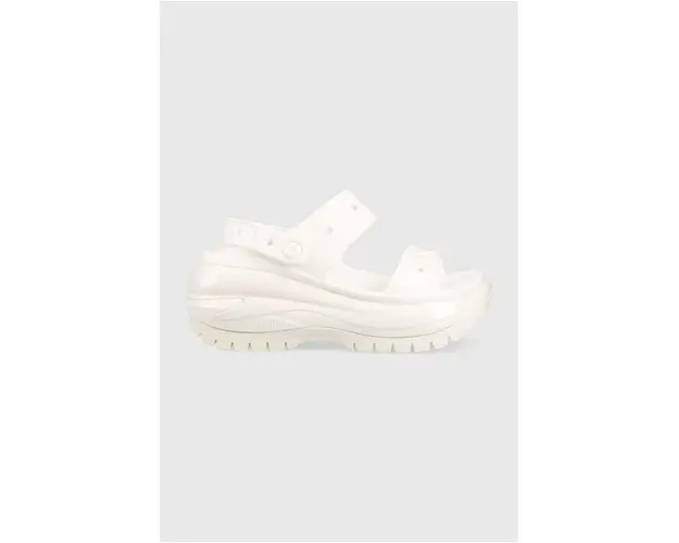 Crocs papuci Classic Mega Crush Sandal femei, culoarea alb, cu platforma 207989
