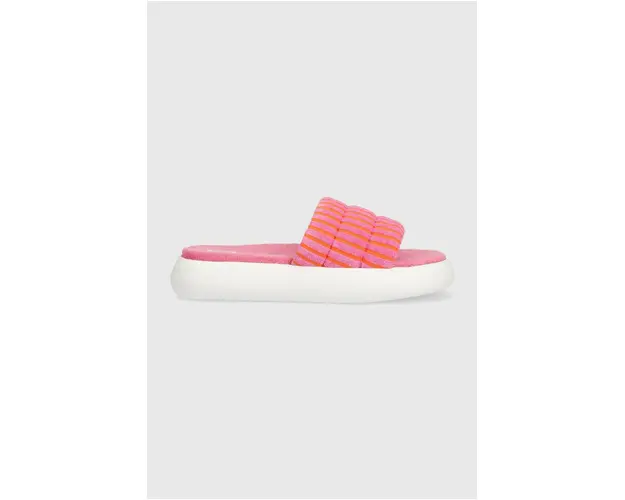 Toms papuci Alpargata Mallow Slide femei, culoarea roz, cu platforma, 10019703