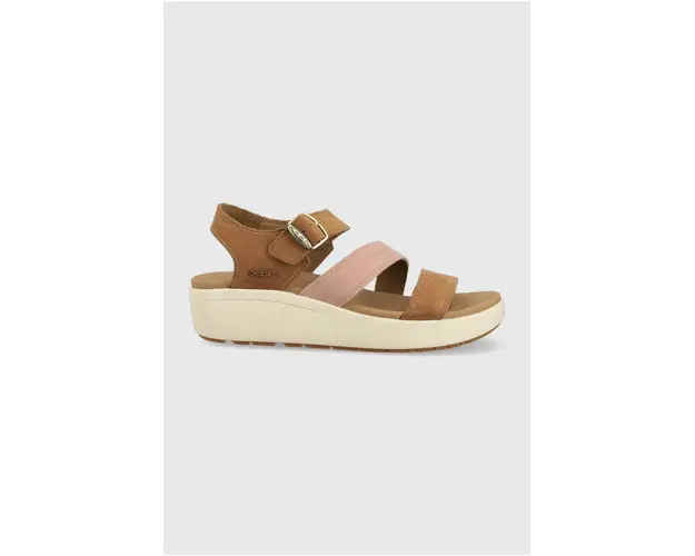 Keen sandale de piele Ellecity Backstrap femei, culoarea maro, cu platforma