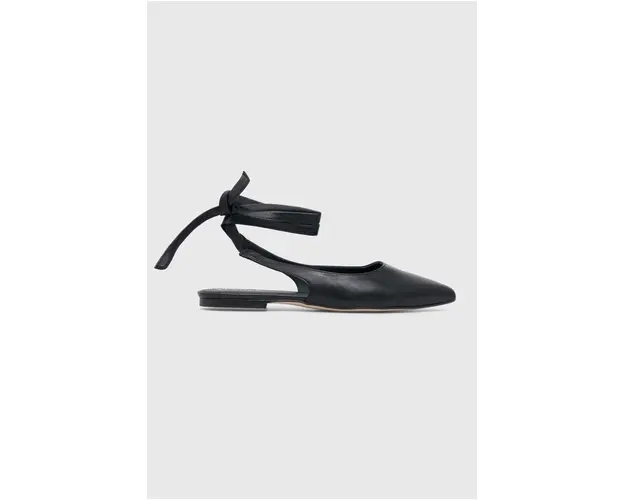 Alohas balerini de piele Ribbon culoarea negru, cu toc deschis, S00750.06