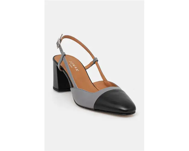 Jonak pantofi de piele DHAPOP CUIR culoarea gri, cu toc drept, cu toc deschis, 6000952