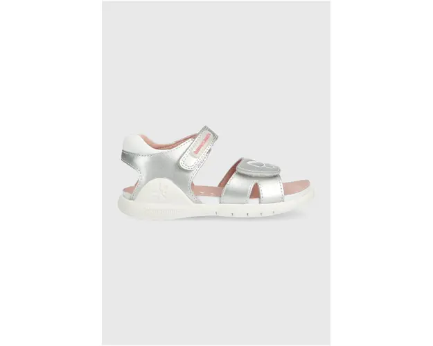 Biomecanics sandale din piele pentru copii culoarea argintiu