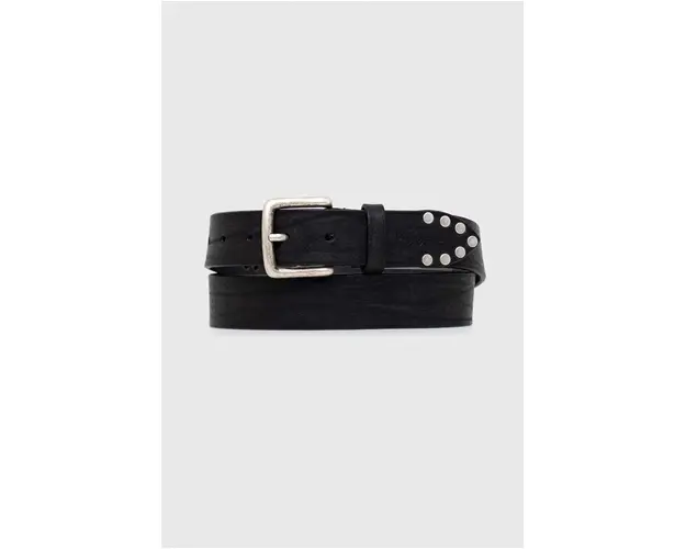 Pepe Jeans curea de piele Leroy barbati, culoarea negru