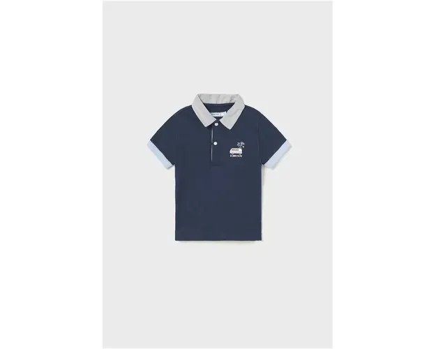 Mayoral tricou polo pentru copii culoarea albastru marin, cu imprimeu