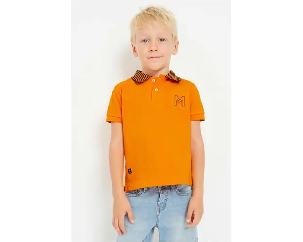 Mayoral tricou polo copii culoarea portocaliu, cu imprimeu