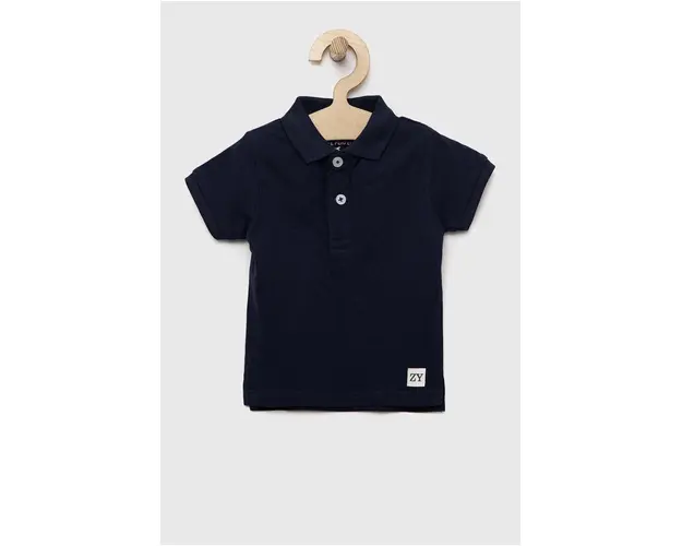 zippy tricouri polo din bumbac pentru bebelusi culoarea albastru marin, neted