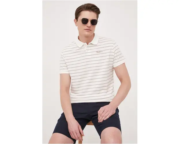 Pepe Jeans polo de bumbac culoarea bej, modelator