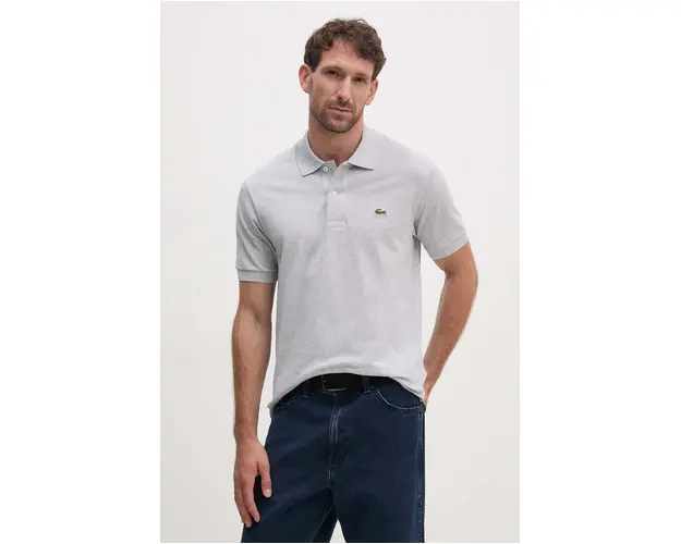 Lacoste polo de bumbac culoarea gri, melanj