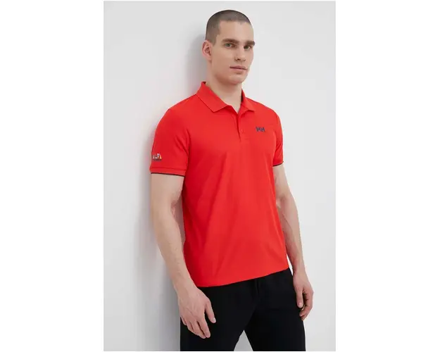 Helly Hansen tricou polo barbati, culoarea rosu, neted