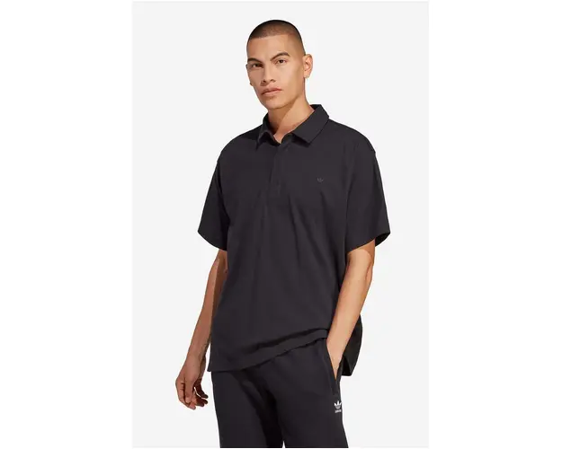 adidas Originals polo de bumbac Essentials culoarea negru, uni HR8677-black