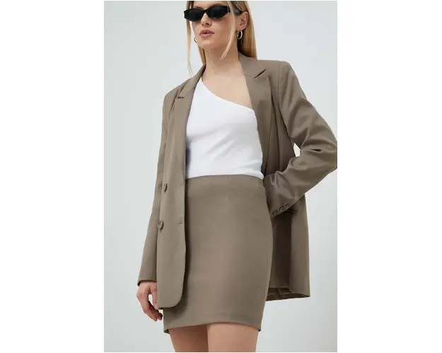 Gestuz fusta culoarea maro, mini, drept