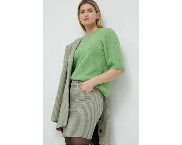 Gestuz fusta culoarea verde, mini, drept