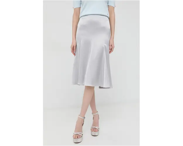 Trussardi fusta culoarea gri, midi, evazati