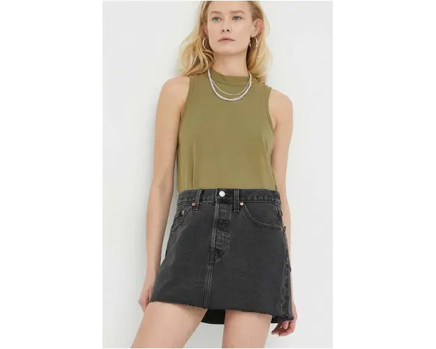 Levi's fusta jeans culoarea negru, mini, drept