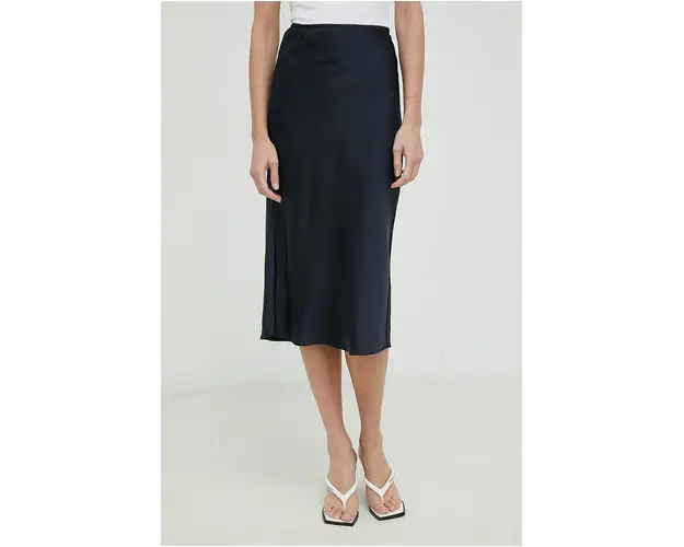 Samsoe Samsoe fusta AGNETA culoarea albastru marin, midi, creion, F22300195