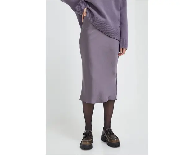 Samsoe Samsoe fusta AGNETA culoarea gri, midi, creion, F22300195