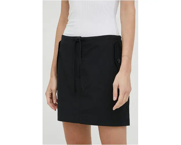 Samsoe Samsoe fusta din bumbac culoarea negru, mini, drept