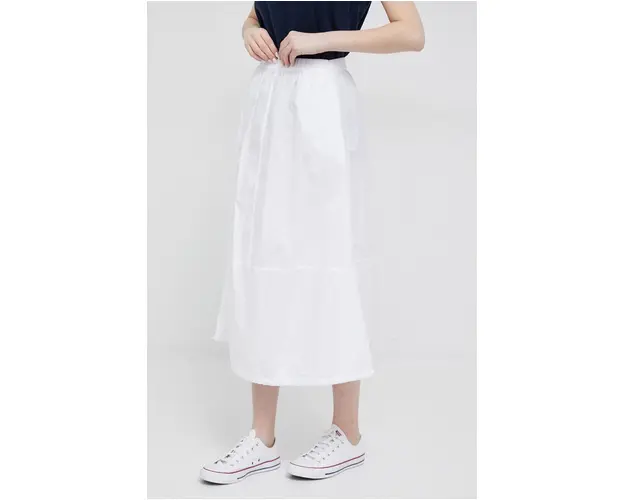Deha fusta din bumbac culoarea alb, midi, evazati