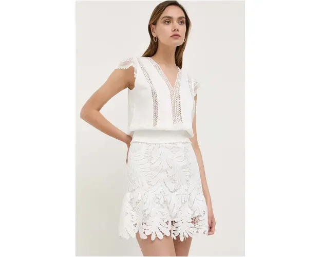 Morgan fusta culoarea alb, mini, drept