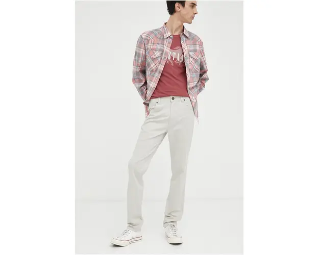 Wrangler pantaloni Larston barbati, culoarea bej, mulata