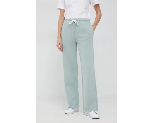 PS Paul Smith pantaloni de trening din bumbac femei, culoarea verde, neted