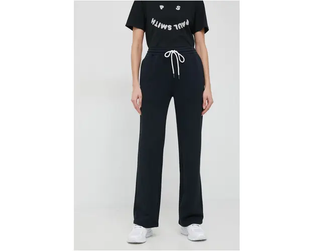 PS Paul Smith pantaloni de trening din bumbac femei, culoarea albastru marin, neted