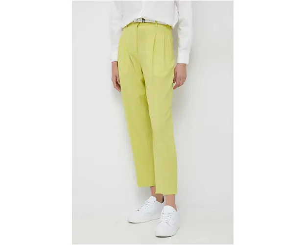 PS Paul Smith pantaloni de lana femei, culoarea galben, lat, high waist