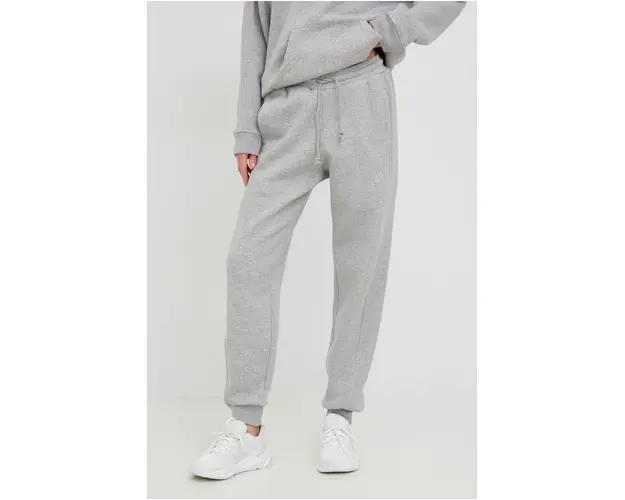 Adidas pantaloni de trening femei, culoarea gri, melanj